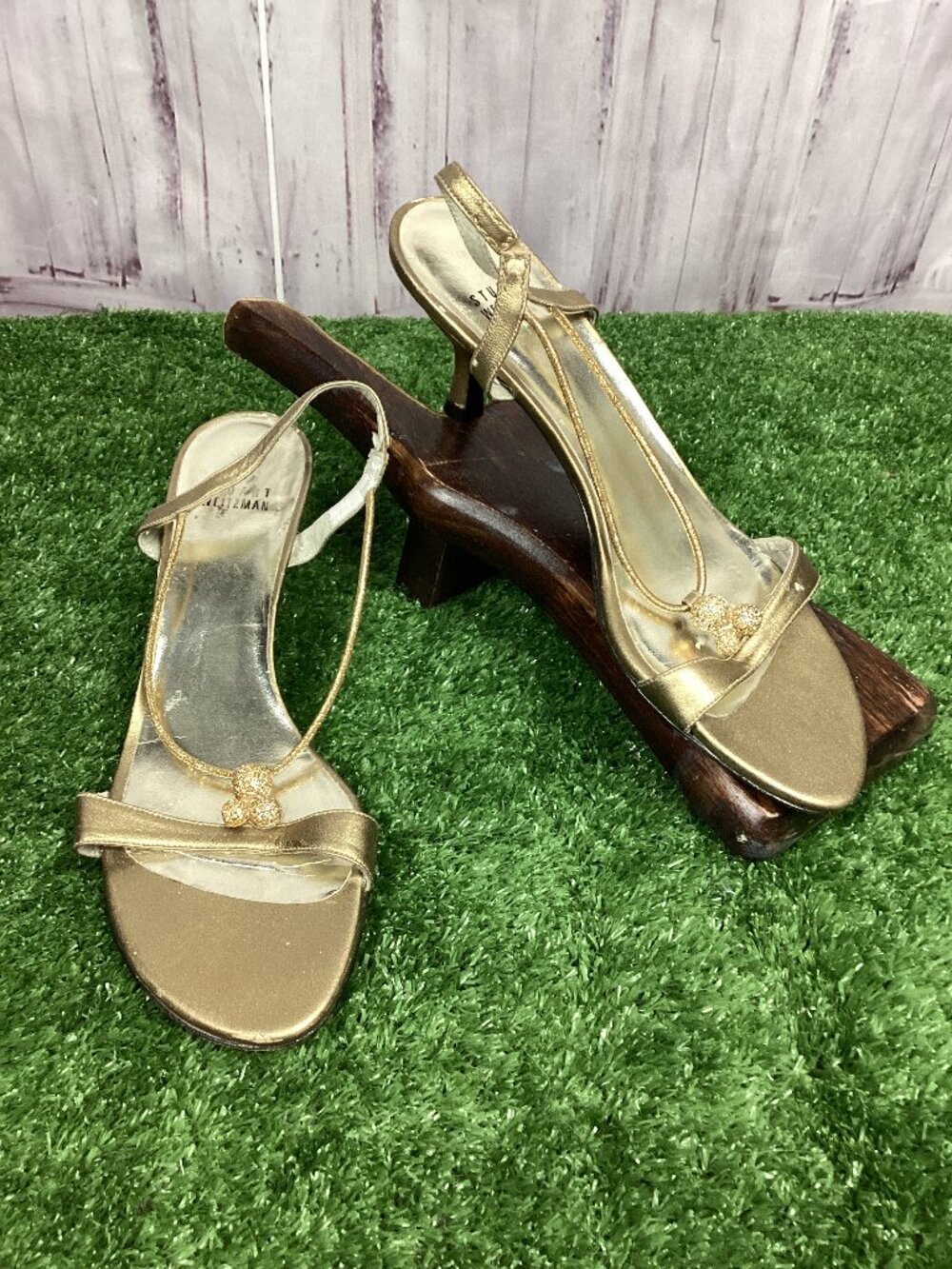 Stuart Weitzman T-Strap Slingback Evening Sandals 9